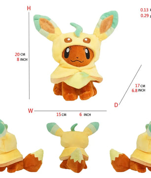 Pokemon Eevee Hooded Cosplay 8 Inch Plush Collection Bundle