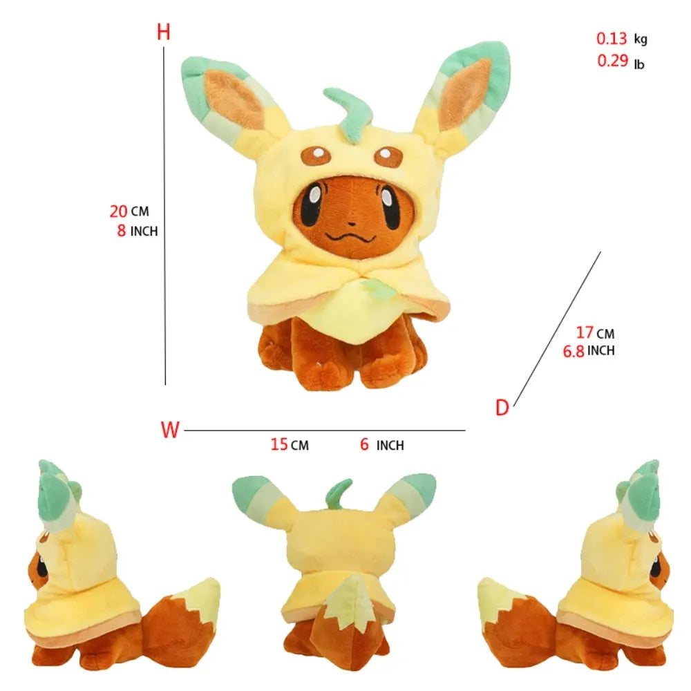 Pokemon Eevee Hooded Cosplay 8 Inch Plush Collection Bundle