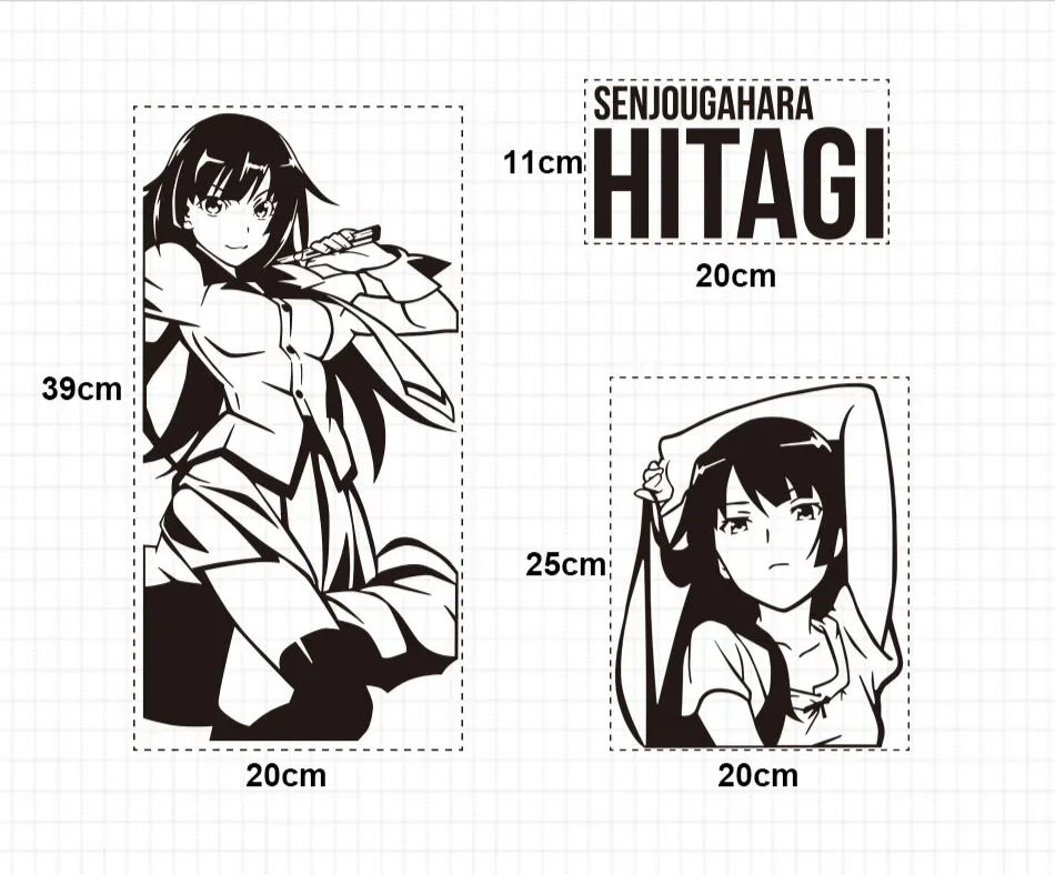 Monogatari Senjougahara Hitagi Anime PC Case Sticker Decal