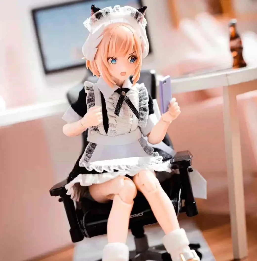 6" Anime Girl Action Figure Cat Maid Clothing Sets 1/12 Scale