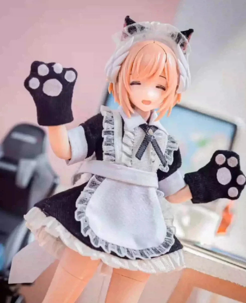6" Anime Girl Action Figure Cat Maid Clothing Sets 1/12 Scale