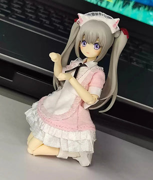 6" Anime Girl Action Figure Cat Maid Clothing Sets 1/12 Scale