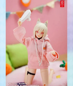 6" Anime Girl Action Figure Rabbit Ear Sweater With Bunny Slippers