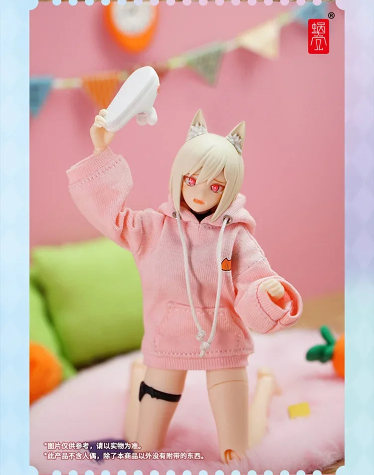 6" Anime Girl Action Figure Rabbit Ear Sweater With Bunny Slippers