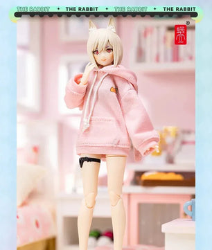 6" Anime Girl Action Figure Rabbit Ear Sweater With Bunny Slippers