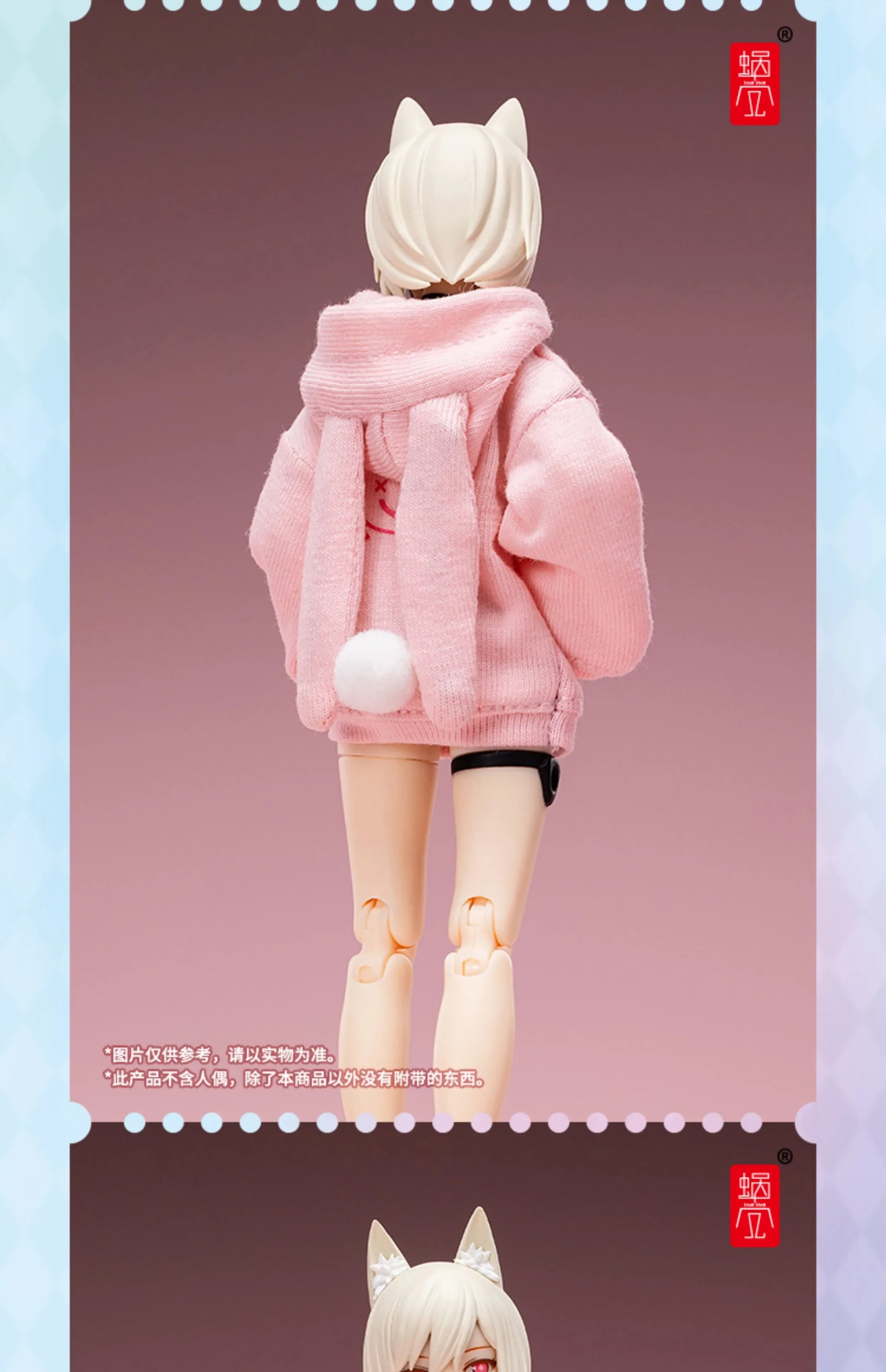 6" Anime Girl Action Figure Rabbit Ear Sweater With Bunny Slippers
