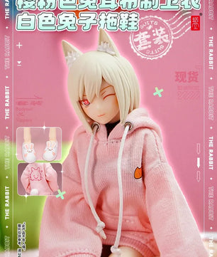 6" Anime Girl Action Figure Rabbit Ear Sweater With Bunny Slippers