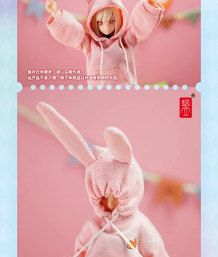 6" Anime Girl Action Figure Rabbit Ear Sweater With Bunny Slippers