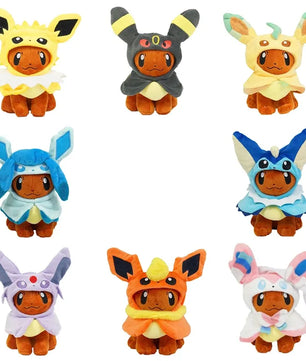 Pokemon Eevee Hooded Cosplay 8 Inch Plush Collection Bundle