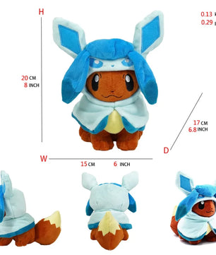 Pokemon Eevee Hooded Cosplay 8 Inch Plush Collection Bundle