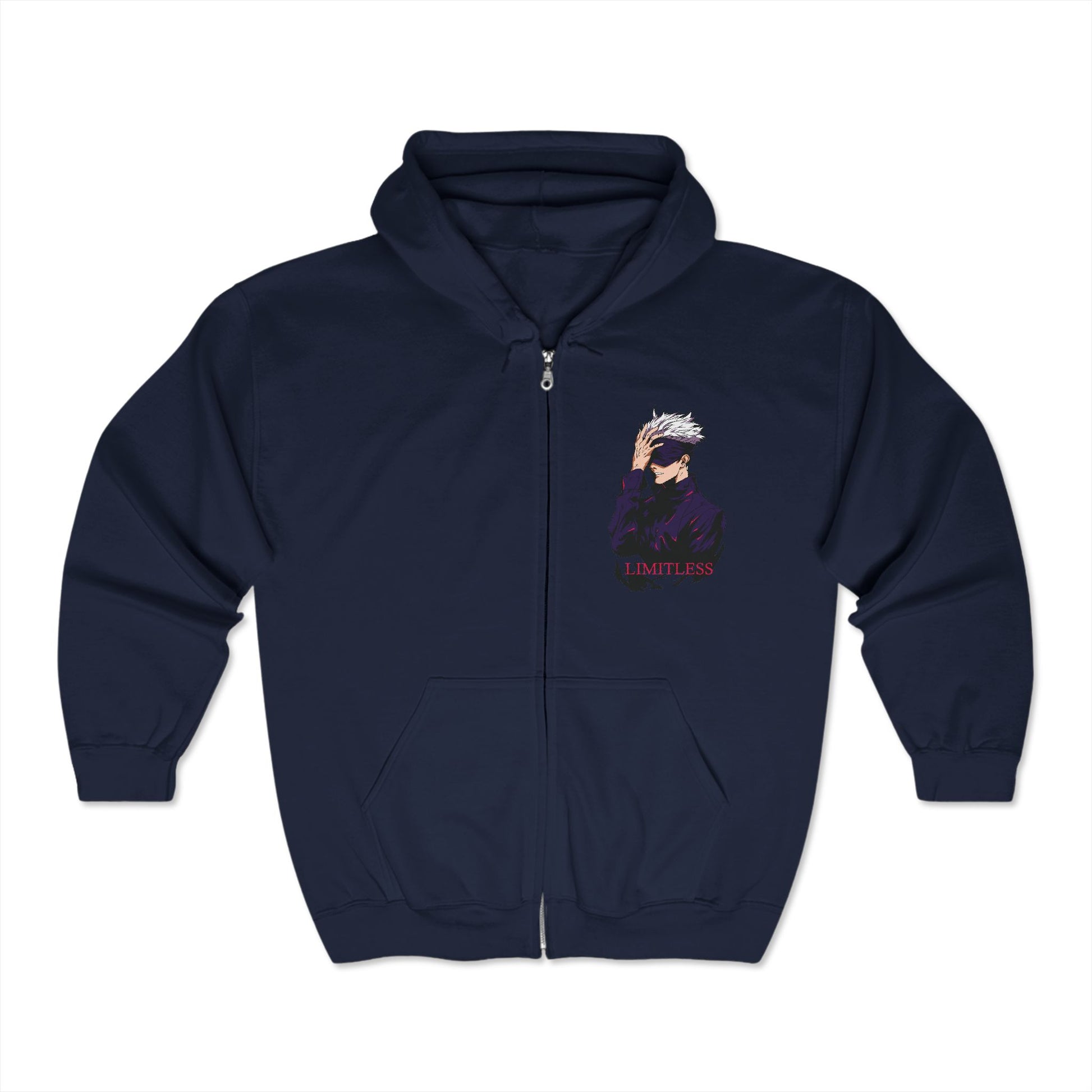 Jujutsu Kaisen Hoodie Satoru Gojo Blue Tech Premium Anime Zip Hoodie