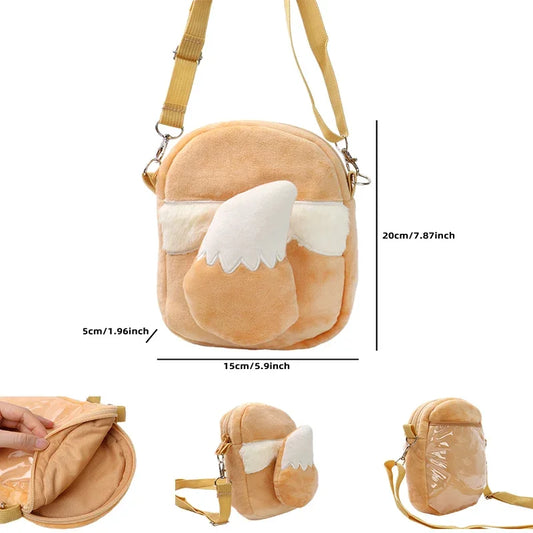 Pokemon Eevee Tail Plush Shoulder Bag – 20cm Soft Plush Anime Bag