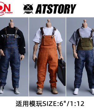1/12 Scale Work Overalls Suspenders For 6-Inch Male Action Figures