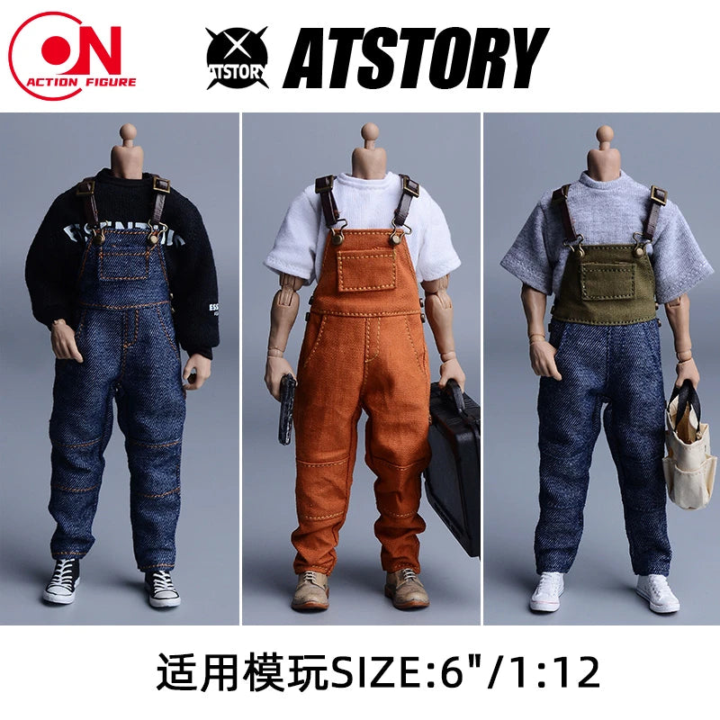 1/12 Scale Work Overalls Suspenders For 6-Inch Male Action Figures