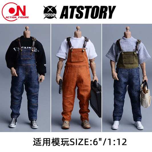 1/12 Scale Work Overalls Suspenders For 6-Inch Male Action Figures