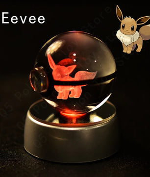 Pokemon Eevee Figure 3D Crystal Ball Night Light Lamp