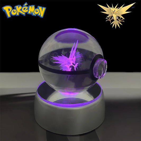 Pokemon Zapdos Figure 3D Crystal Ball Night Light Lamp