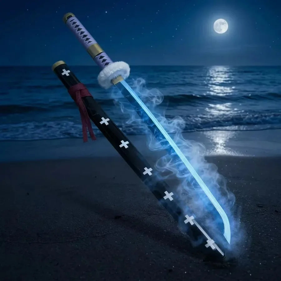 One Piece Roronoa Zoro LED Vapor-Effect Katana 1:1 Scale Anime Prop Replica Plastic Sword