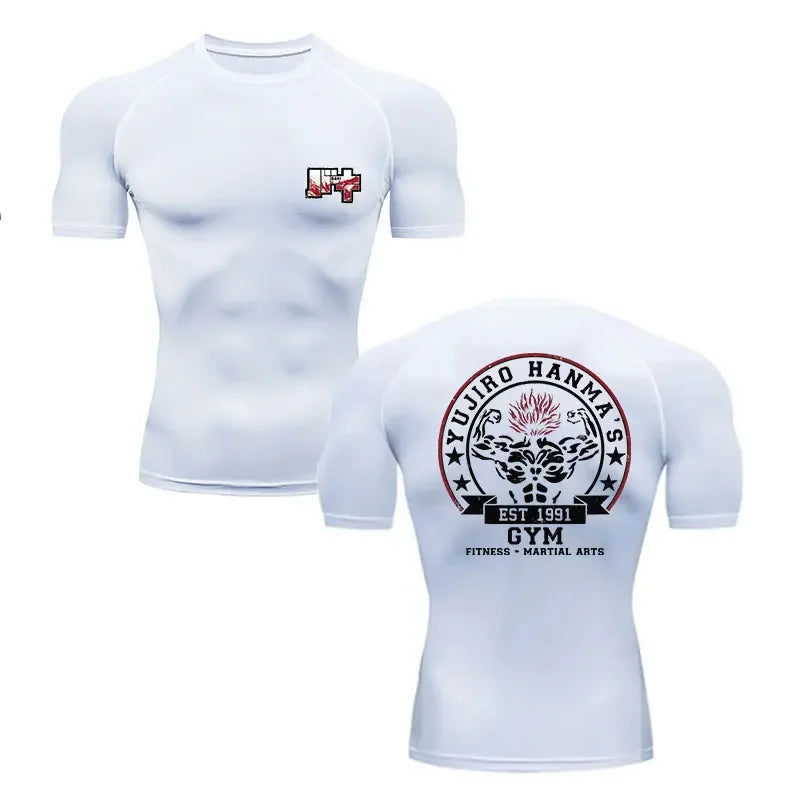 Baki Style Gym Compression Shirt - Men's Fitness Anime Rash Guard