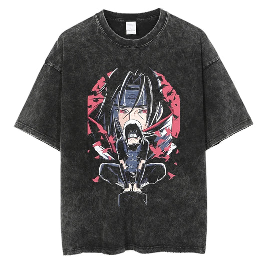 Naruto Itachi Shirt Oversized Anime Graphic Cotton Shirt