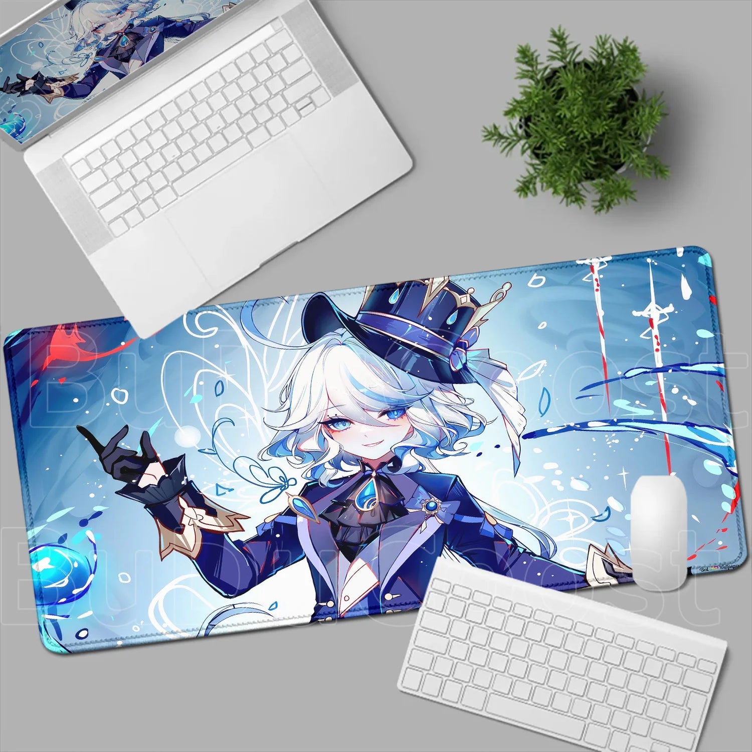 Genshin Impact Furina Large Mouse Pad - Gaming & Office Desk Mat
