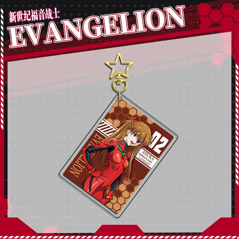 Evangelion Asuka Langley Acrylic Stand Keychain & Double-Sided Badge Set