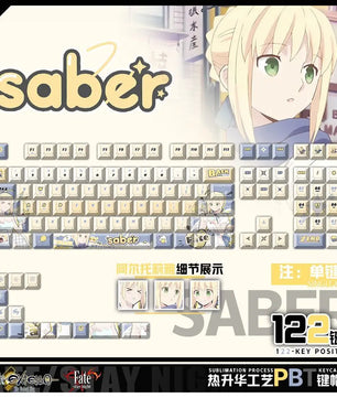 Fate Series Saber Keycaps 122 Keys Cherry Profile Anime Keycaps
