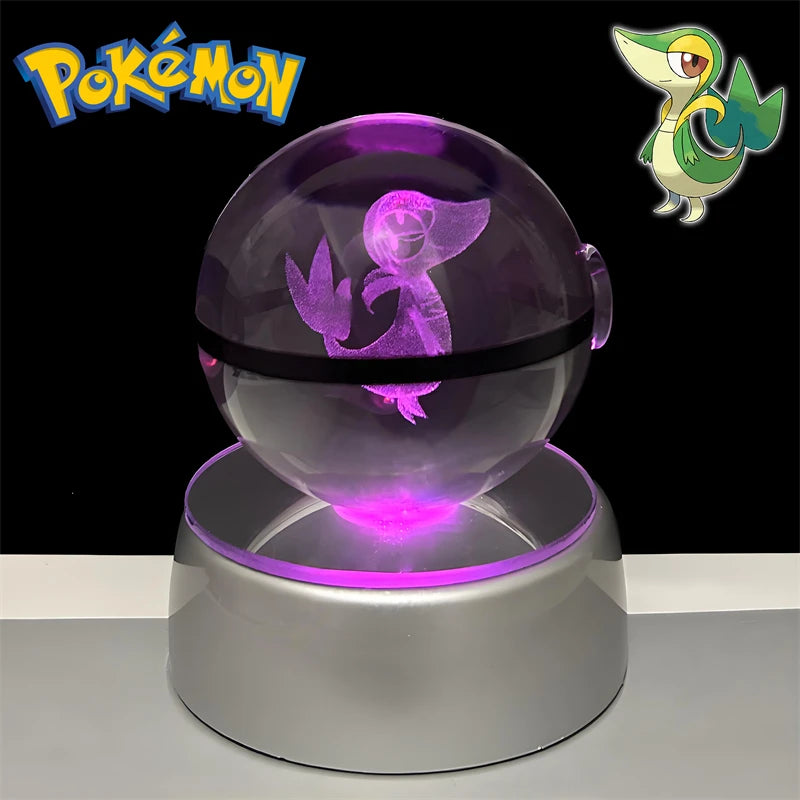 Pokemon Snivy Figure 3D Crystal Ball Night Light Lamp