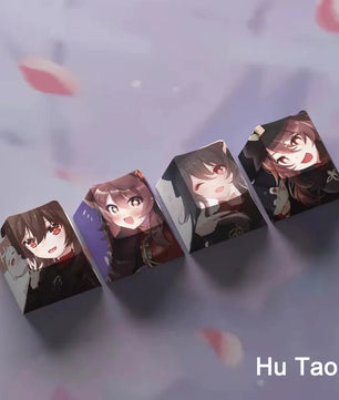 Genshin Impact Hu Tao Keycaps 4pc Sublimation R4 Cherry Profile