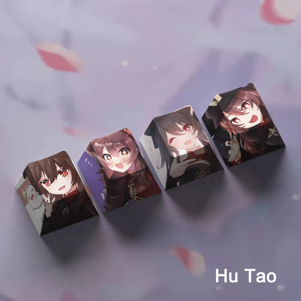 Genshin Impact Hu Tao Keycaps 4pc Sublimation R4 Cherry Profile