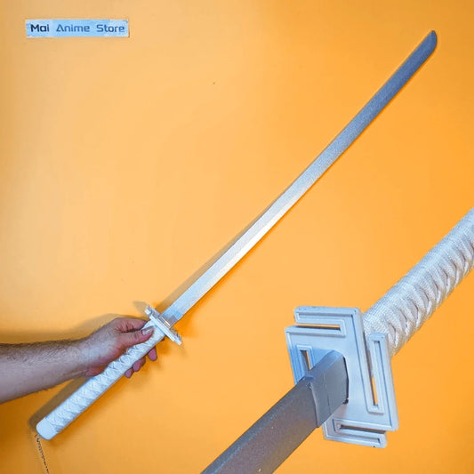 Bleach Ichigo Kurosaki Tensa Zangetsu White Katana 1:1 Scale Anime Prop Replica Bamboo Sword