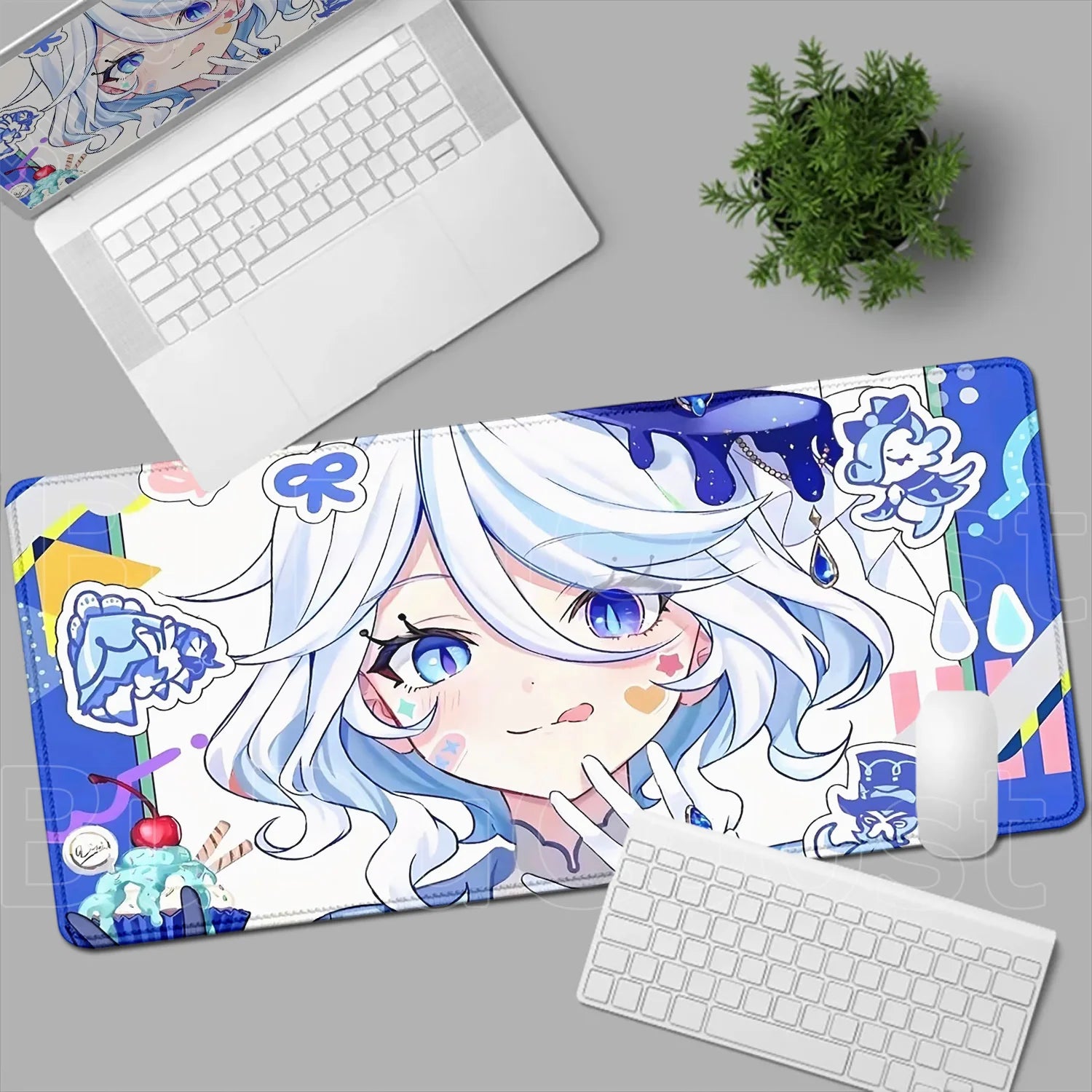 Genshin Impact Furina Large Mouse Pad - Gaming & Office Desk Mat