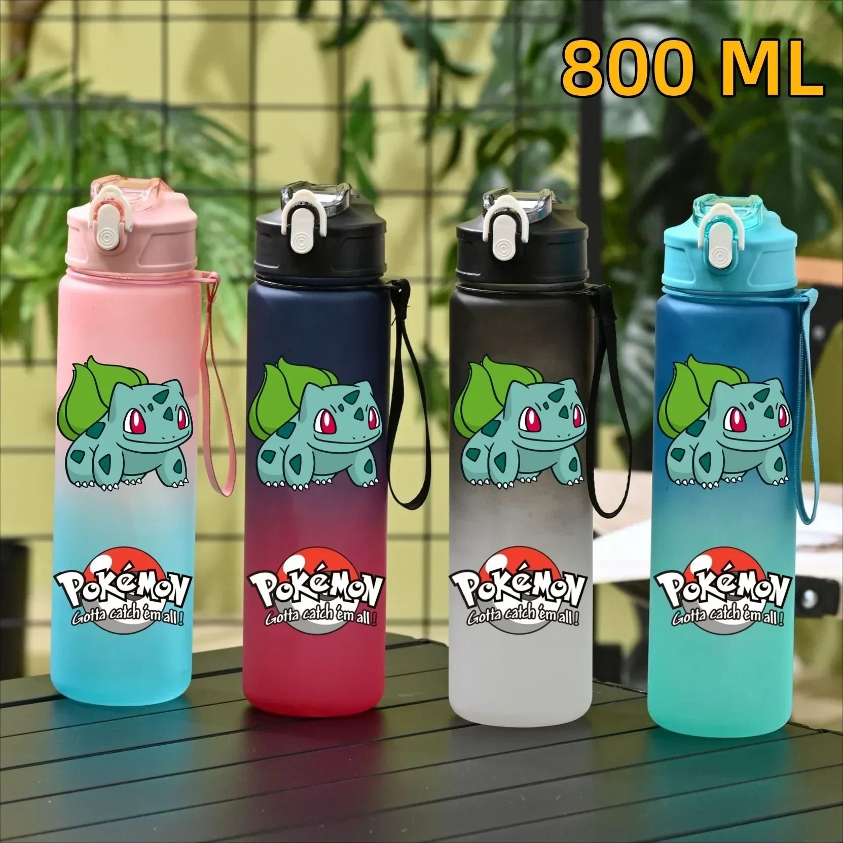 Pokemon Ivysaur Sports Water Bottle With Straw BPA-Free & Leakproof