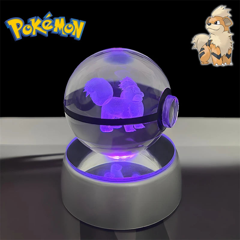 Pokemon Growlithe Figure 3D Crystal Ball Night Light Lamp