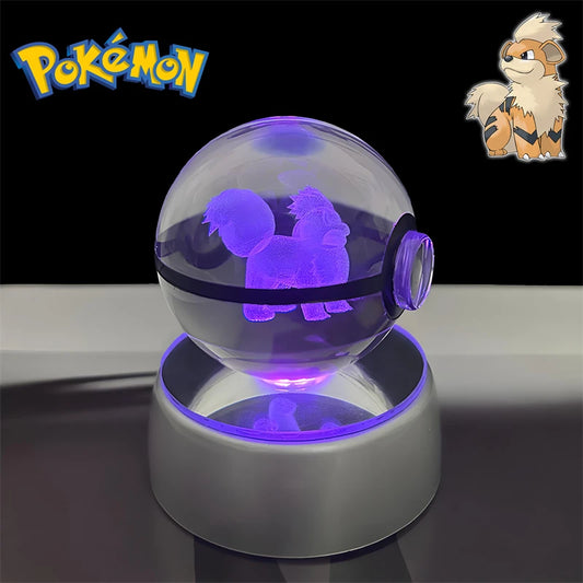 Pokemon Growlithe Figure 3D Crystal Ball Night Light Lamp