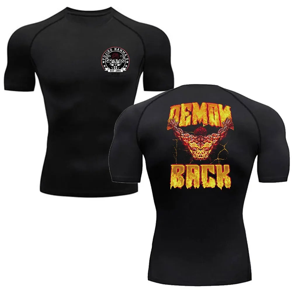 Baki Style Demon Back Compression Shirt - Men's Fitness Anime Rash Guard