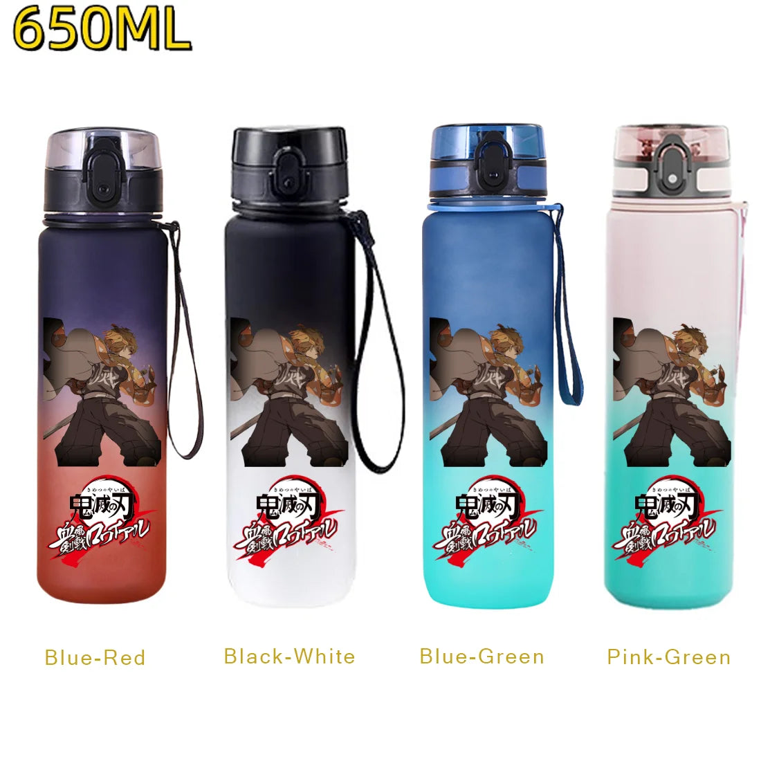 Demon Slayer Zenitsu Water Bottle – 650ml Leakproof Gym Bottle