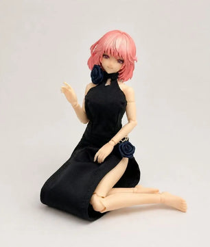 Vintage Black Evening Dress For 1/12 Scale Female Action Figures