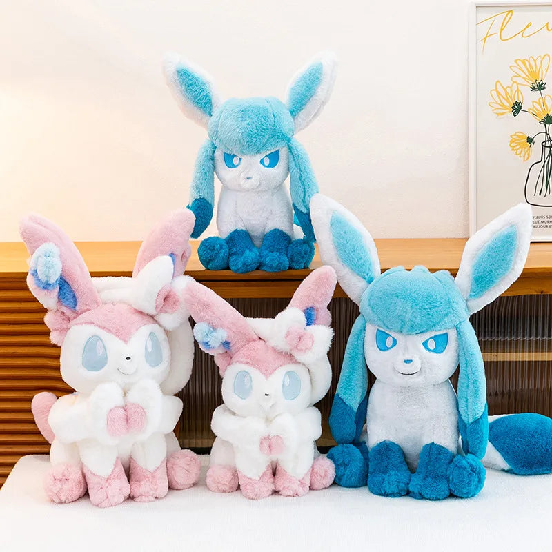 Pokemon Big Size Sylveon & Glaceon Fluffy Plushies – Sitting Smile
