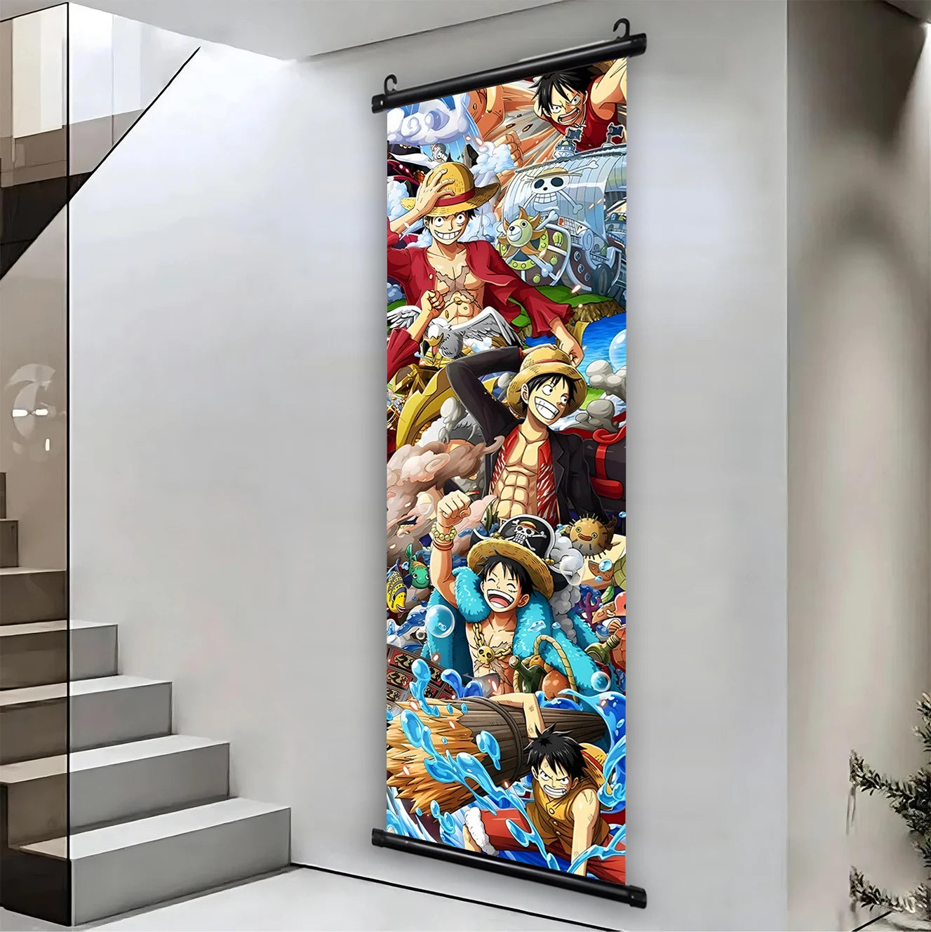 One Piece Lufy Canvas Poster Anime Hanging Scroll Home Decor