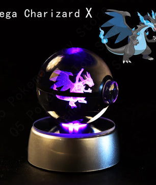 Pokemon Mega Charizard X Figure 3D Crystal Ball Night Light Lamp