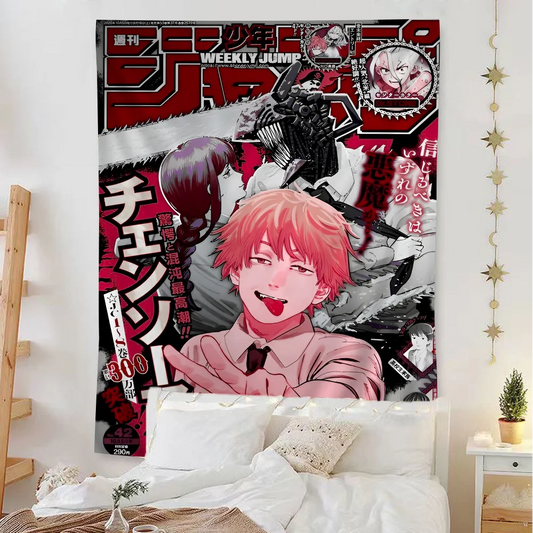 Chainsaw Man Style Anime Tapestry Art Home Decor