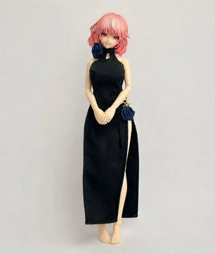 Vintage Black Evening Dress For 1/12 Scale Female Action Figures