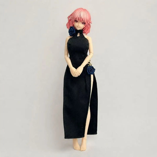 Vintage Black Evening Dress For 1/12 Scale Female Action Figures