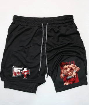 Baki Style Compression Shorts - Men's Anime Workout Shorts
