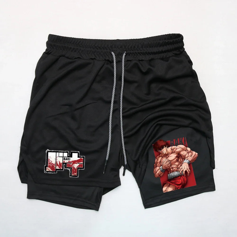 Baki Style Compression Shorts - Men's Anime Workout Shorts