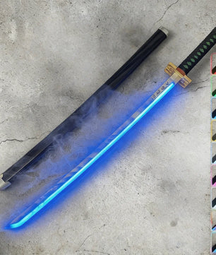 40in Demon Slayer Tsugikuni Yoriichi Katana LED Mist Original Sabre Cosplay Accessories Prop Wood Vapor Schwert Vapour Toy Gift