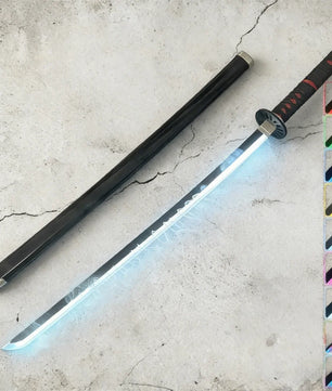 40in Demon Slayer Tsugikuni Yoriichi Katana LED Mist Original Sabre Cosplay Accessories Prop Wood Vapor Schwert Vapour Toy Gift