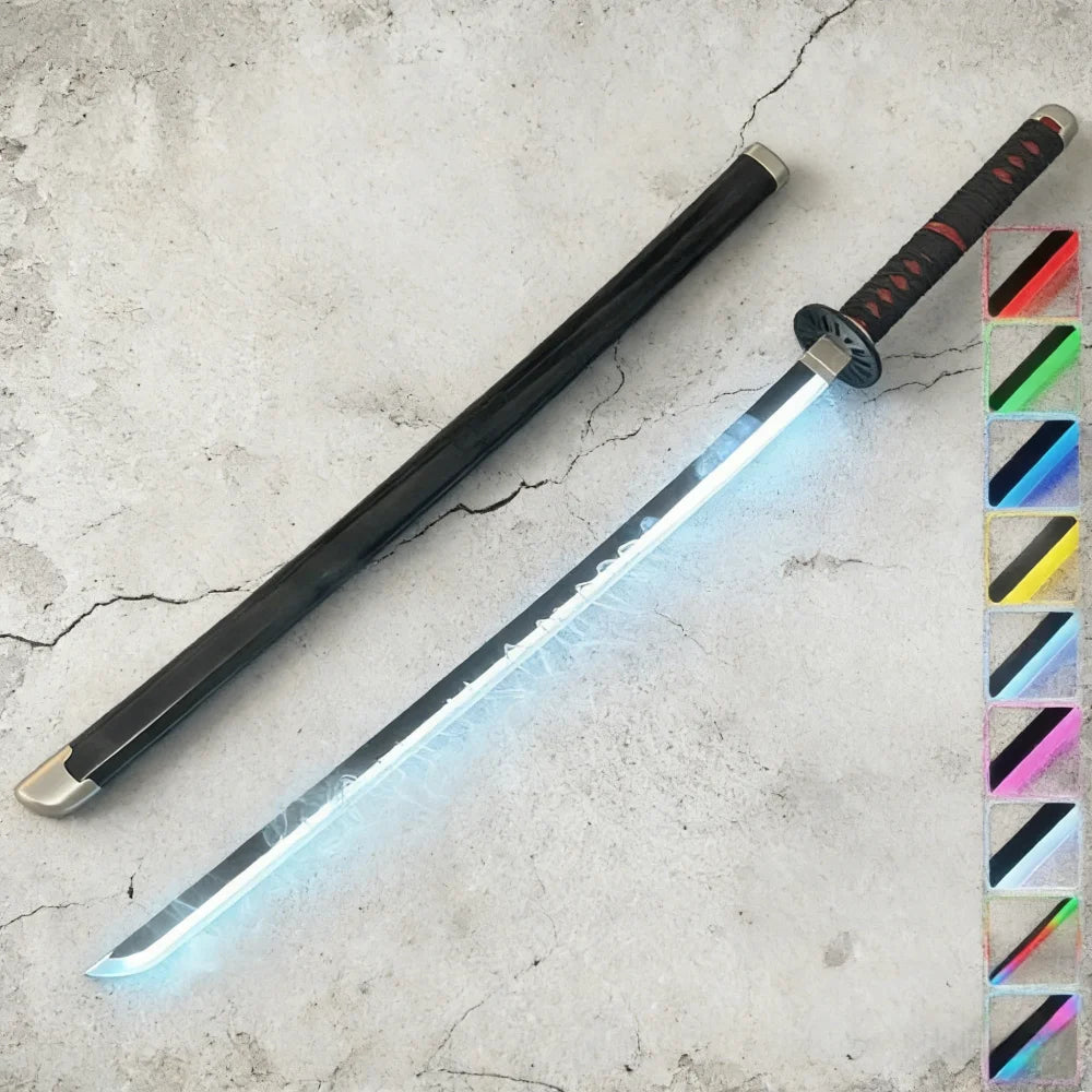 40in Demon Slayer Tsugikuni Yoriichi Katana LED Mist Original Sabre Cosplay Accessories Prop Wood Vapor Schwert Vapour Toy Gift