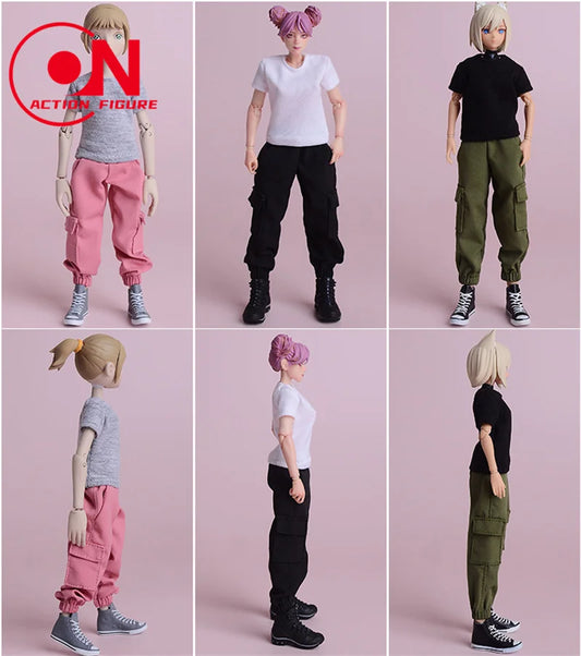 1/12 Scale Casual T-Shirt & Bottom Sets for 6" Female Action Figures